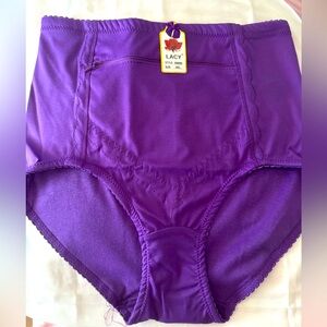 Purple High-Waisted with zipper pocket like girdle panty — NWT - Size 3XL